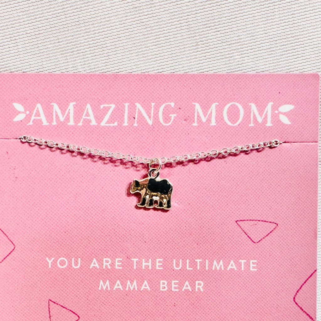 Amazing Mom Necklace - Mama Bear By Lucky Feather - New On Card